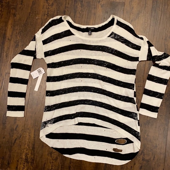 NWT Aqua Navy + White Striped Sweater - Picture 1 of 3